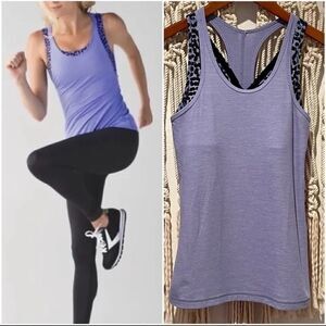 Lululemon Inspiration Tank SZ 2 Purple & Black Built in Bra Racerback Yoga Top
